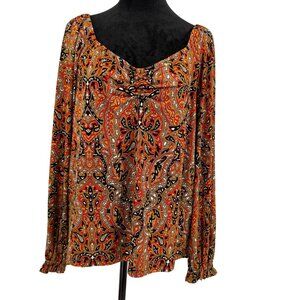 Michael Kors Paisley Shirt Womens XL Babydoll Y2K Dark Sweetheart Going Out